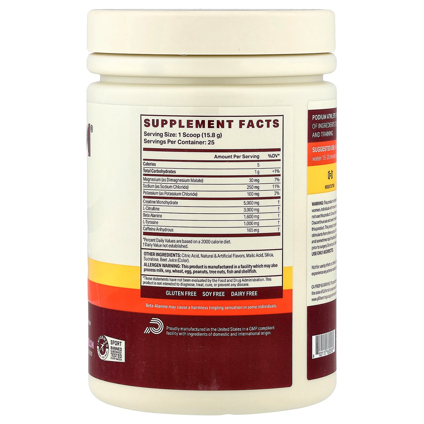 Podium Nutrition, Athlete Pre Workout, Sour Watermelon, 13.93 oz (395 g)