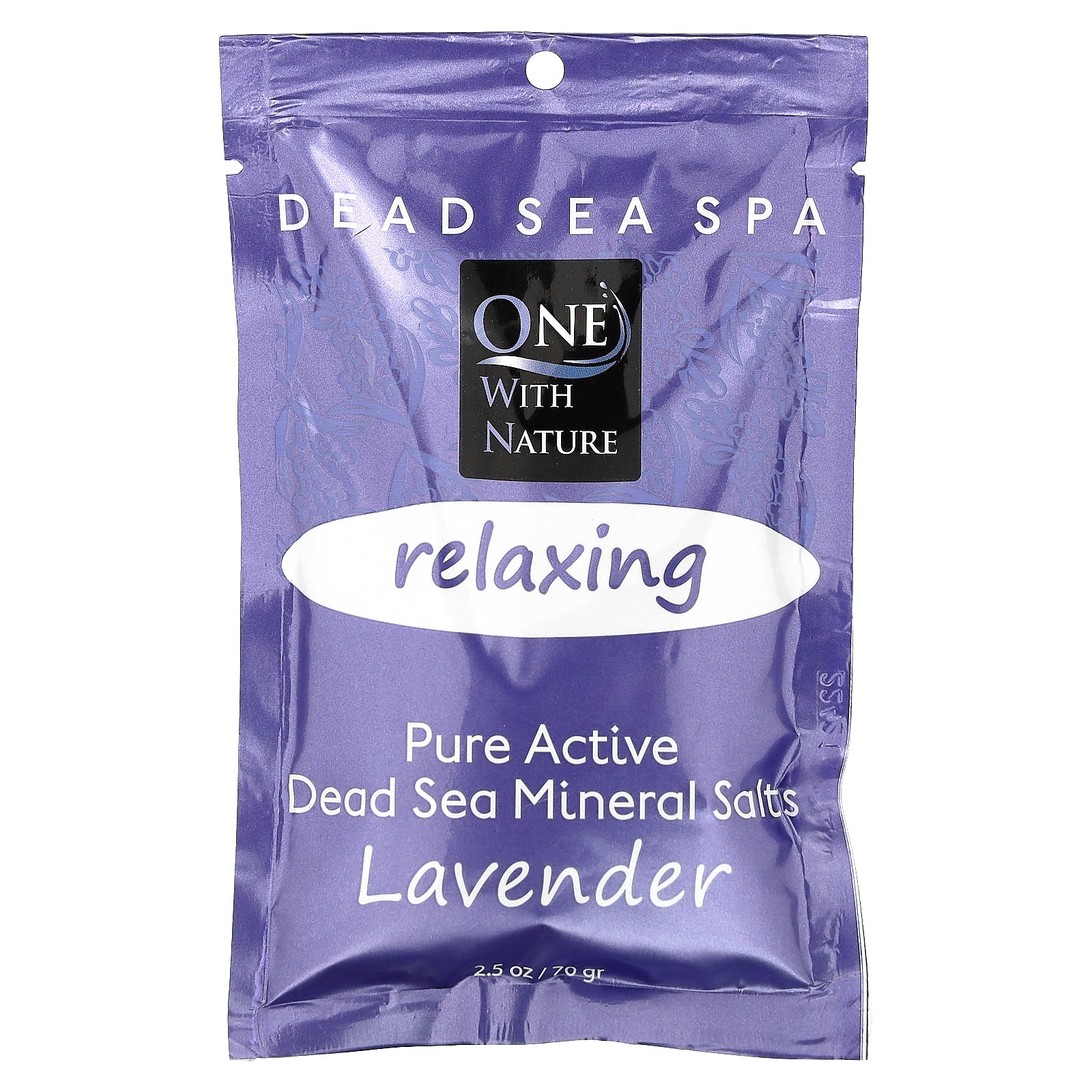 One with Nature, Dead Sea Spa, Mineral Salts, Relaxing, Lavender, 2.5 oz (70 g)