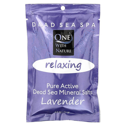 One with Nature, Dead Sea Spa, Mineral Salts, Relaxing, Lavender, 2.5 oz (70 g)