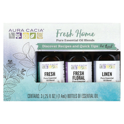 Aura Cacia, Fresh Home, Pure Essential Oil Blends, 3 Bottles, 0.25 fl oz (7.4 ml) Each