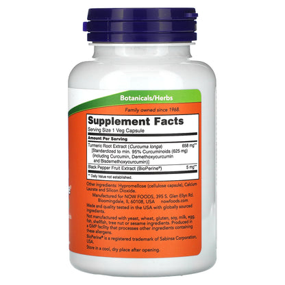 NOW Foods, Turmeric Curcumin with BioPerine, 90 Veg Capsules