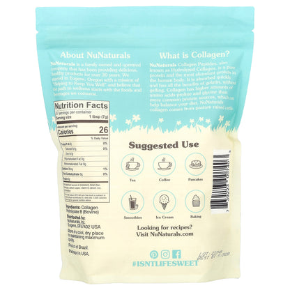 NuNaturals, Collagen Peptides, Unflavored , 14 oz (397 g)