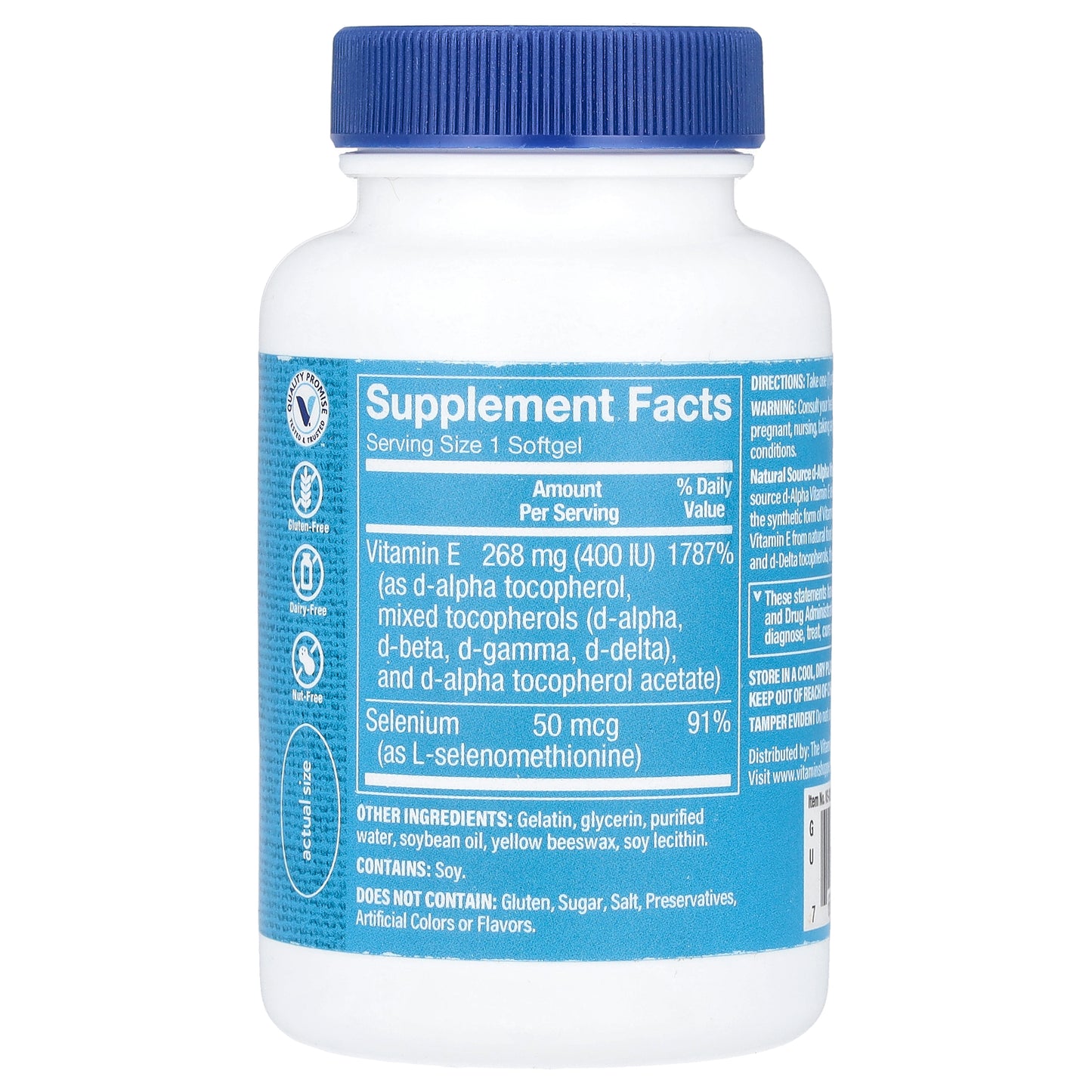 The Vitamin Shoppe, Vitamin E Plus Selenium, 268 mg (400 IU), 100 Softgels