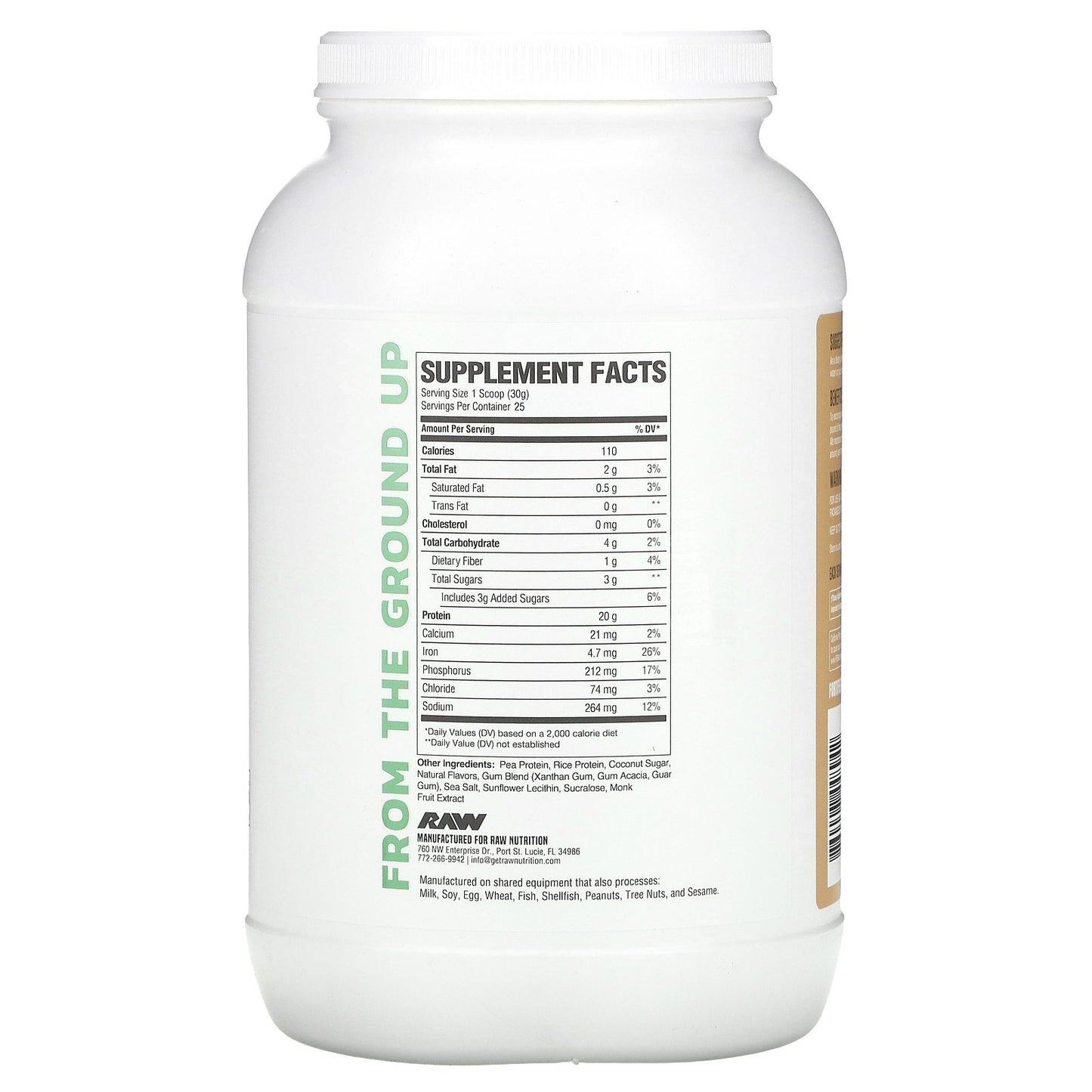 Raw Nutrition, Vegan Protein, Vanilla, 1.65 lbs (750 g)