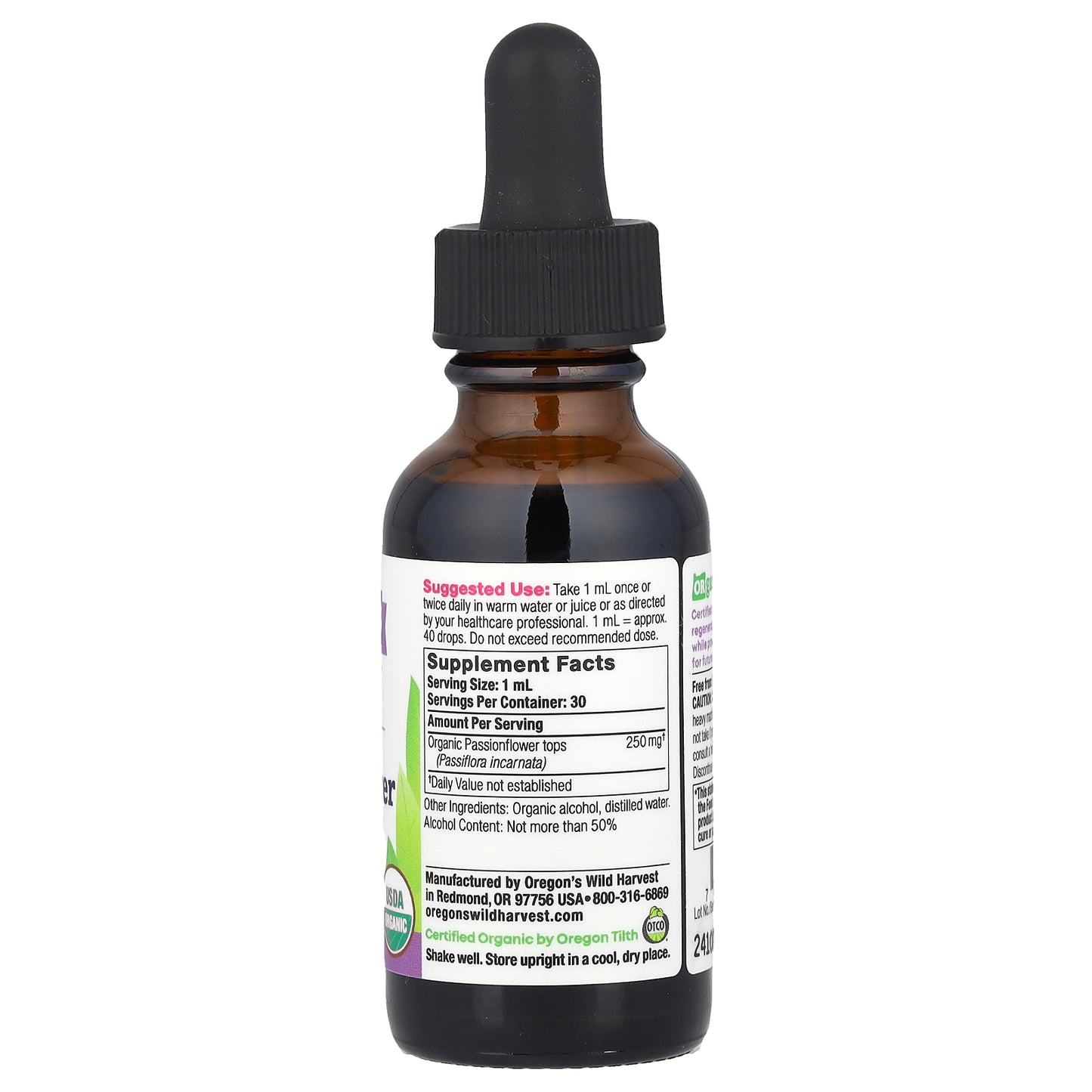 Oregon's Wild Harvest, Organic Passionflower Extract, 1 fl oz (30 ml)