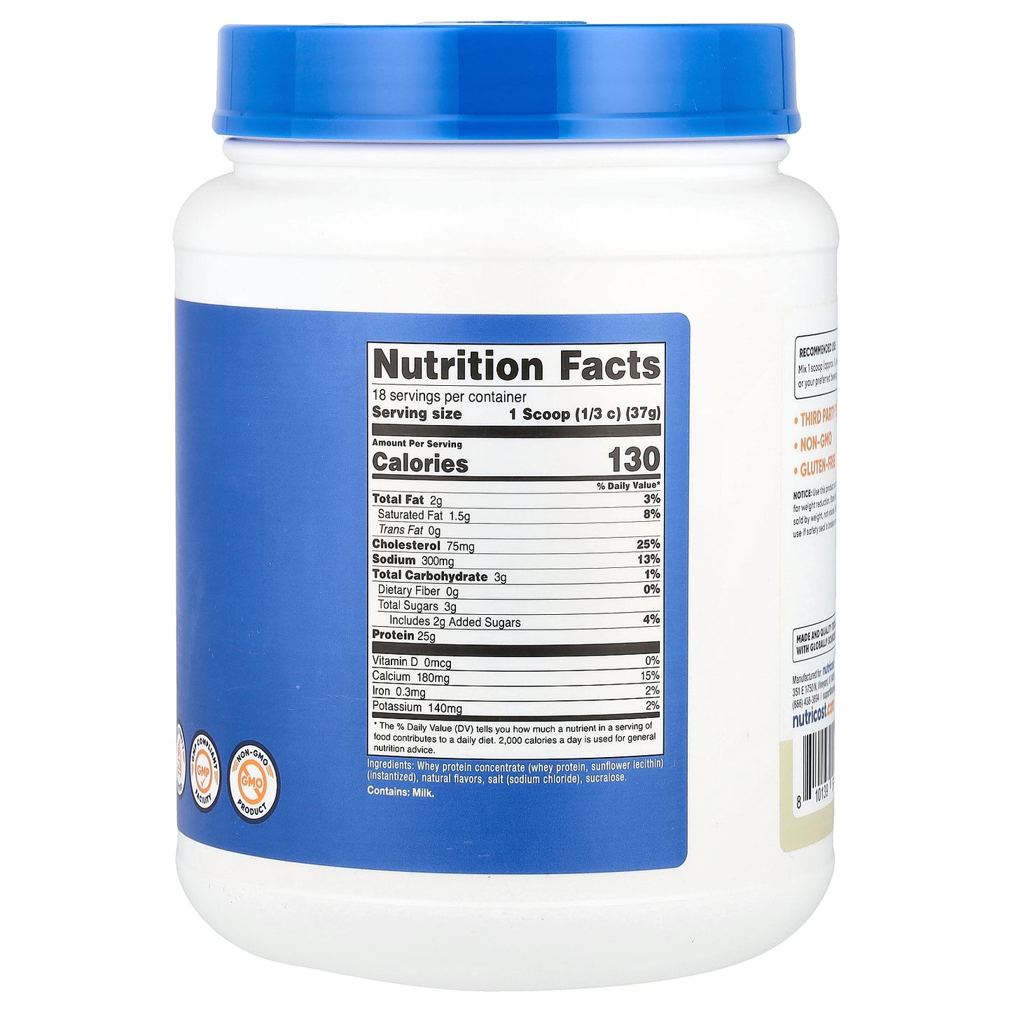 Nutricost, Whey Protein Concentrate, Vanilla, 1.5 lb (680 g)