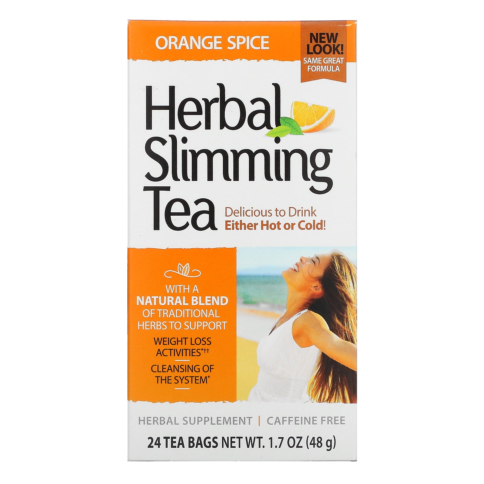 21st Century, Herbal Slimming Tea, Orange Spice, Caffeine Free, 24 Tea Bags, 1.7 oz (48 g)