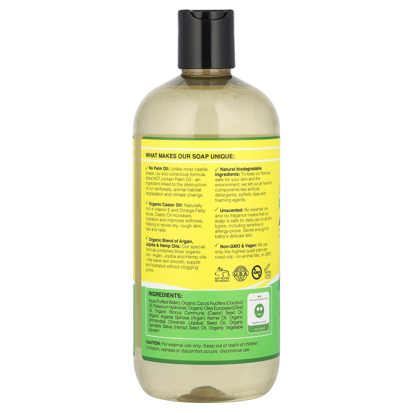 Seven Minerals, Pure Castile Soap, Unscented Mild & Gentle, 16 fl oz