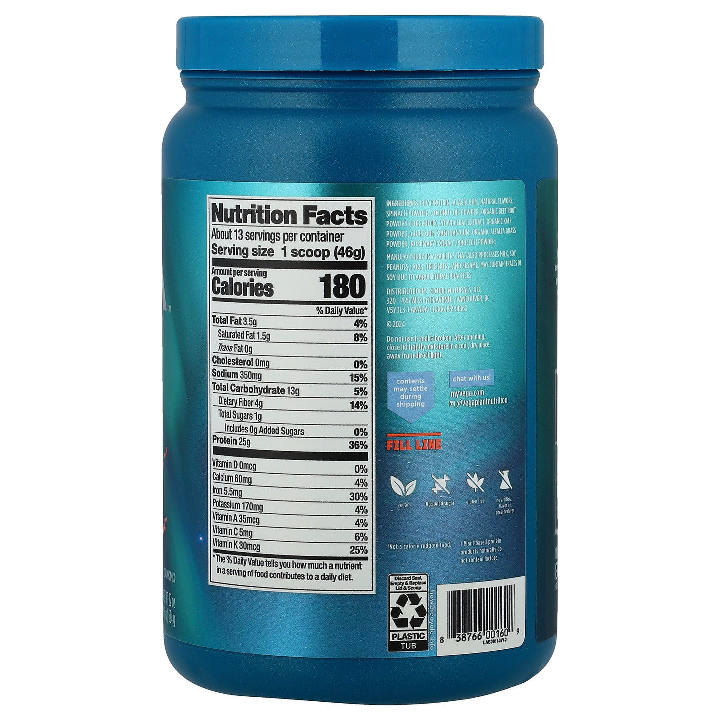 Vega, Premium Protein + Supergreens™, Berry, 1 lb 6 oz (624 g)