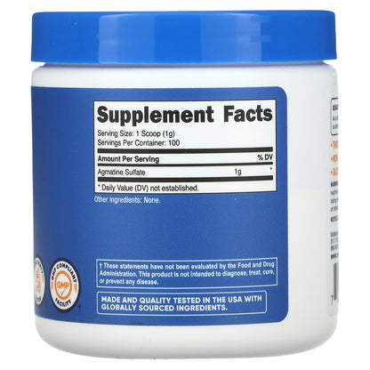 Nutricost, Agmatine, Unflavored, 3.5 oz (100 g)