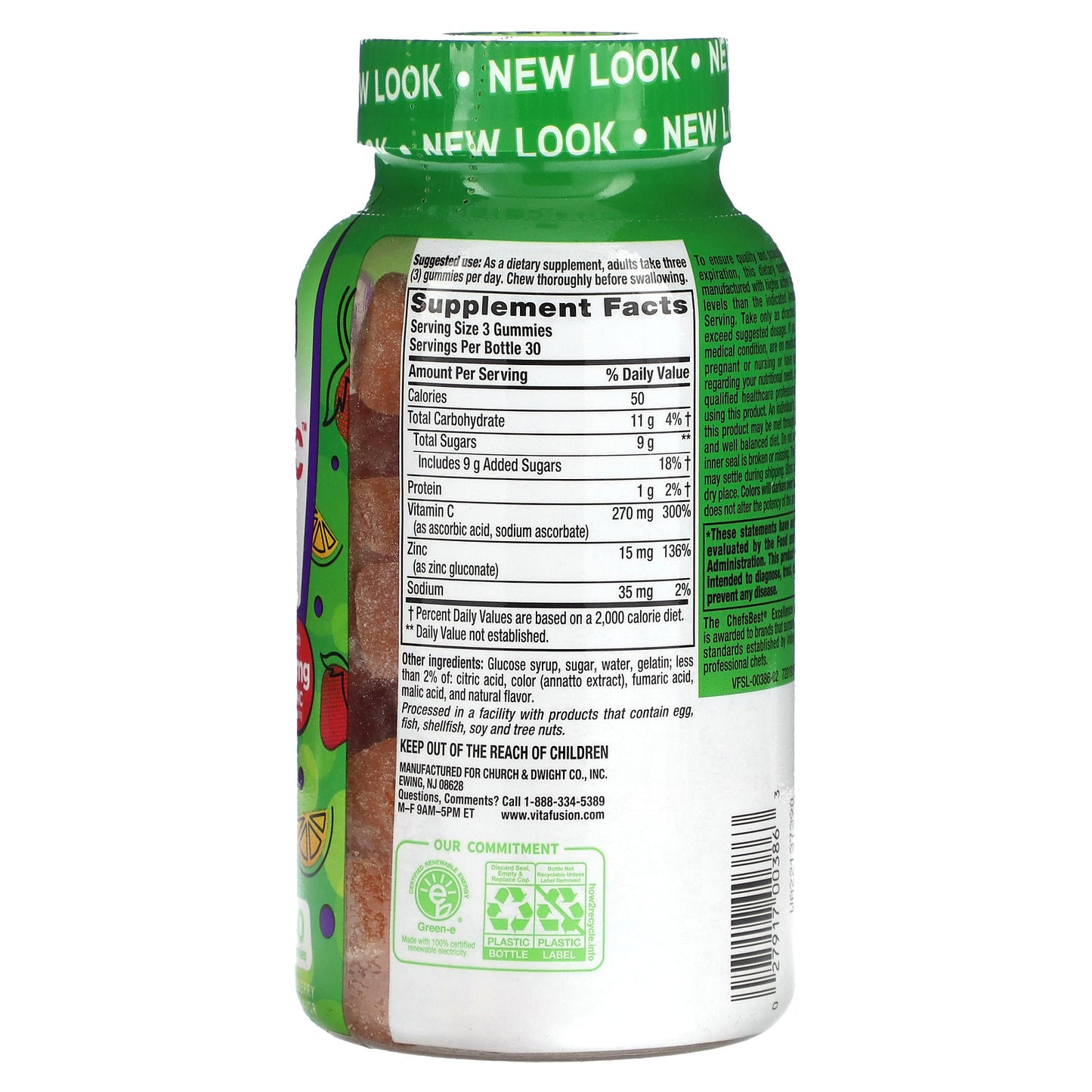 VitaFusion, Power Zinc Gummy Vitamins, Natural Strawberry Tangerine, 90 Gummies