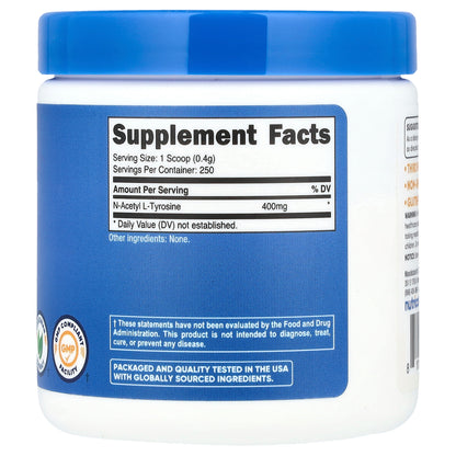 Nutricost, N-Acetyl L-Tyrosine, Unflavored, 3.6 oz (100 g)