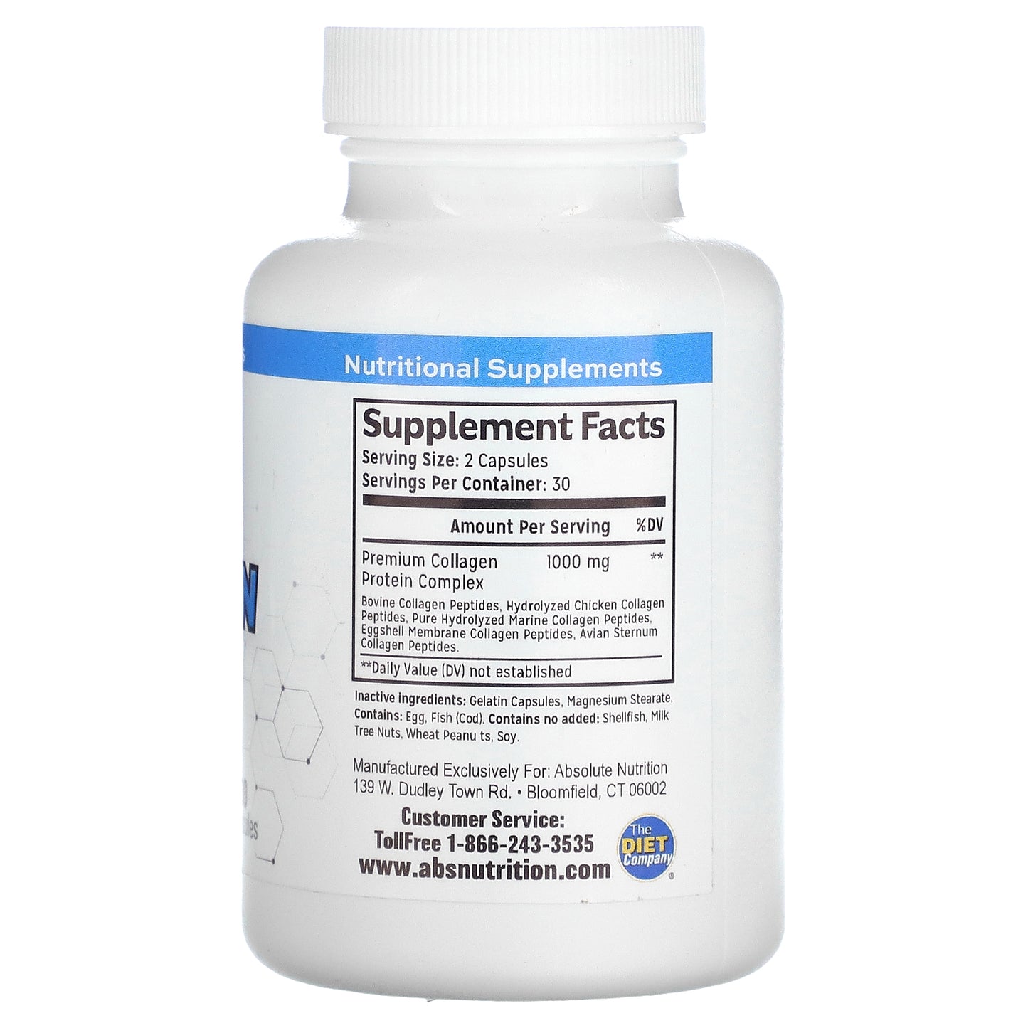 Absolute Nutrition, Premium Collagen Complex, Type I, II, V, X, 60 Capsules