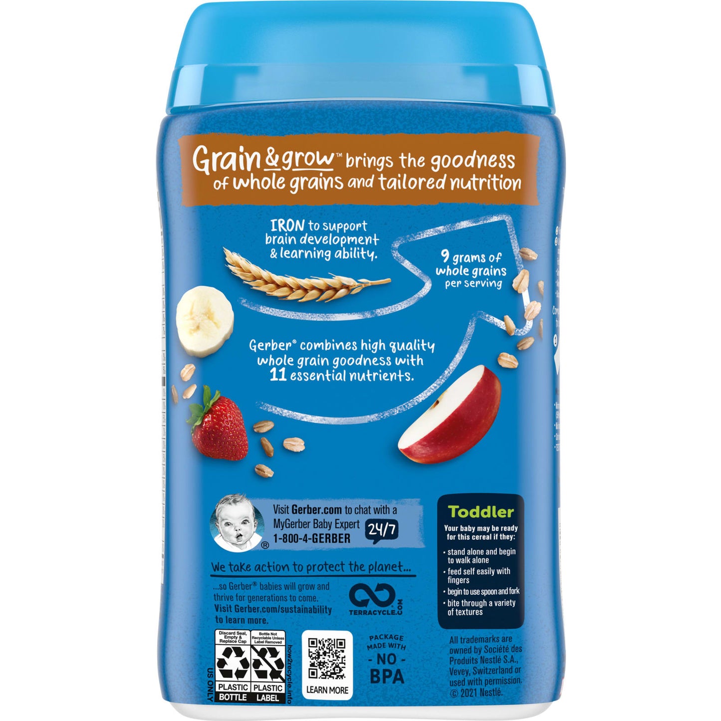 Gerber, Hearty Bits®, MultiGrain Cereal, 12+ Months, Banana, Apple, Strawberry, 8 oz (227 g)