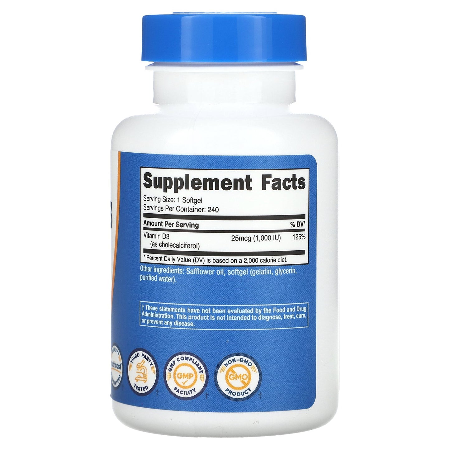 Nutricost, Vitamin D3, 1,000 IU, 240 Softgels