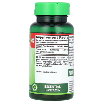 Nature's Truth, Absorbable B-12, 1,000 mcg, 150 Quick Release Liquid Softgels