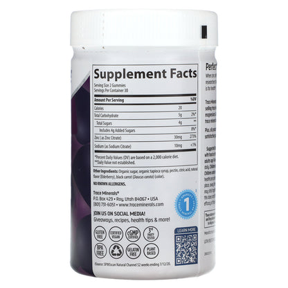Trace, Zinc Gummies, Elderberry, 60 Gummies (15 mg per Gummy)