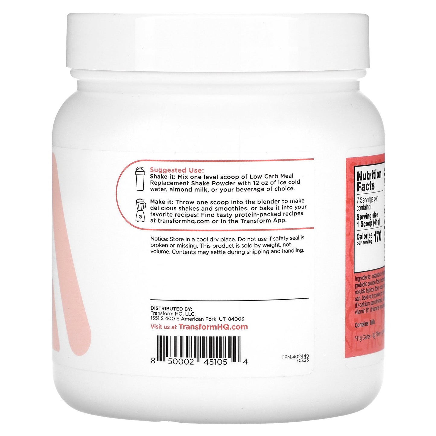 TransformHQ, Meal Replacement, All-In-One Shake, Strawberries & Cream, 10.3 oz (287 g)