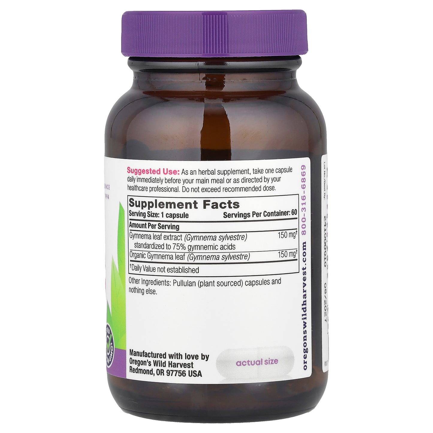 Oregon's Wild Harvest, Gymnema, 60 Vegan Capsules