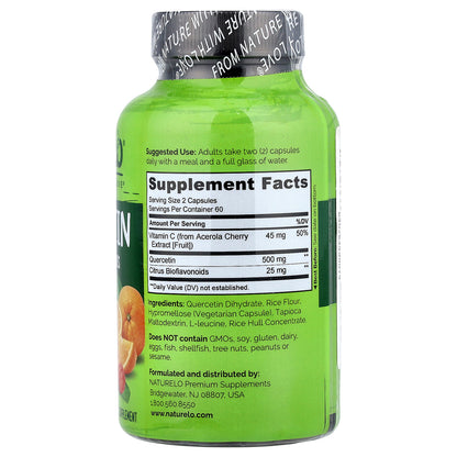 NATURELO, Quercetin With Citrus Bioflavonoids, 120 Vegetarian Capsules