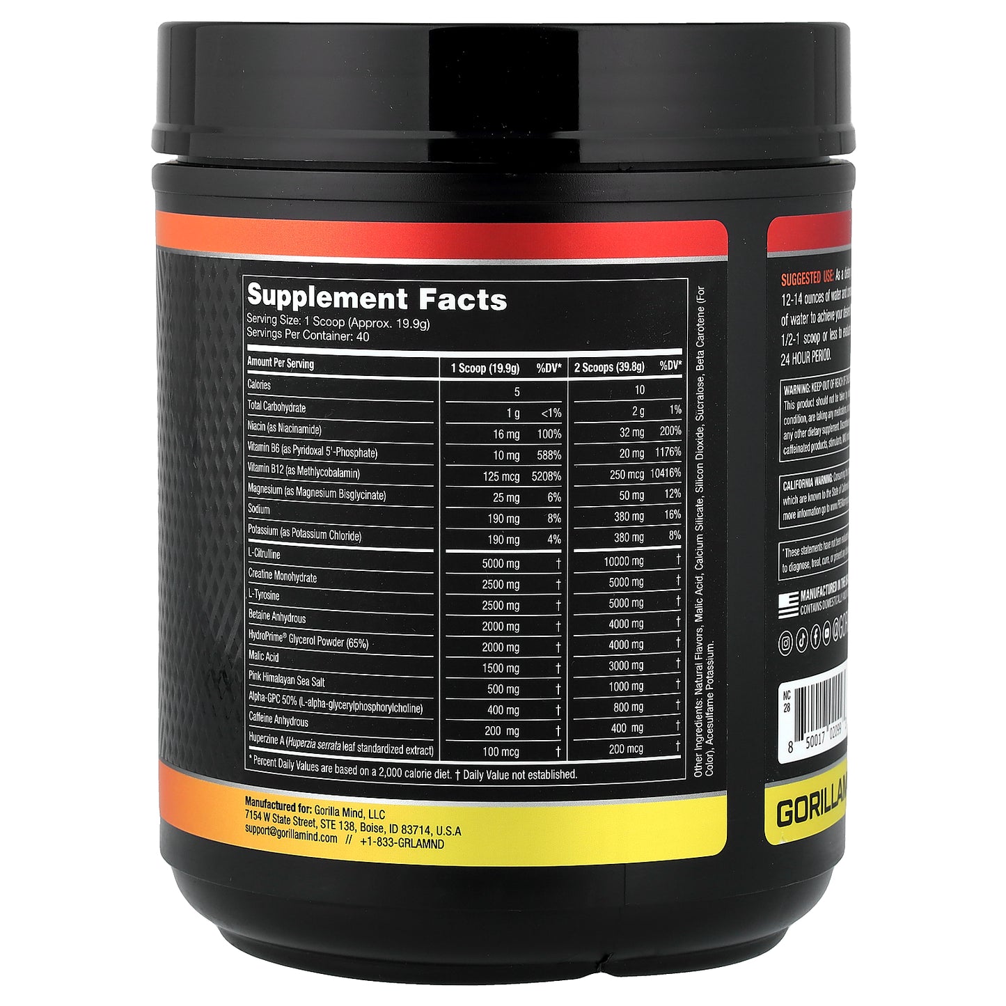 Gorilla Mind, Mode, Pre-Workout Formula, Orange Rush, 1.75 lb (796 g)