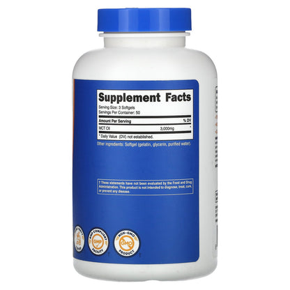 Nutricost, MCT Oil, 3,000 mg, 150 Softgels (1,000 mg per Softgel)