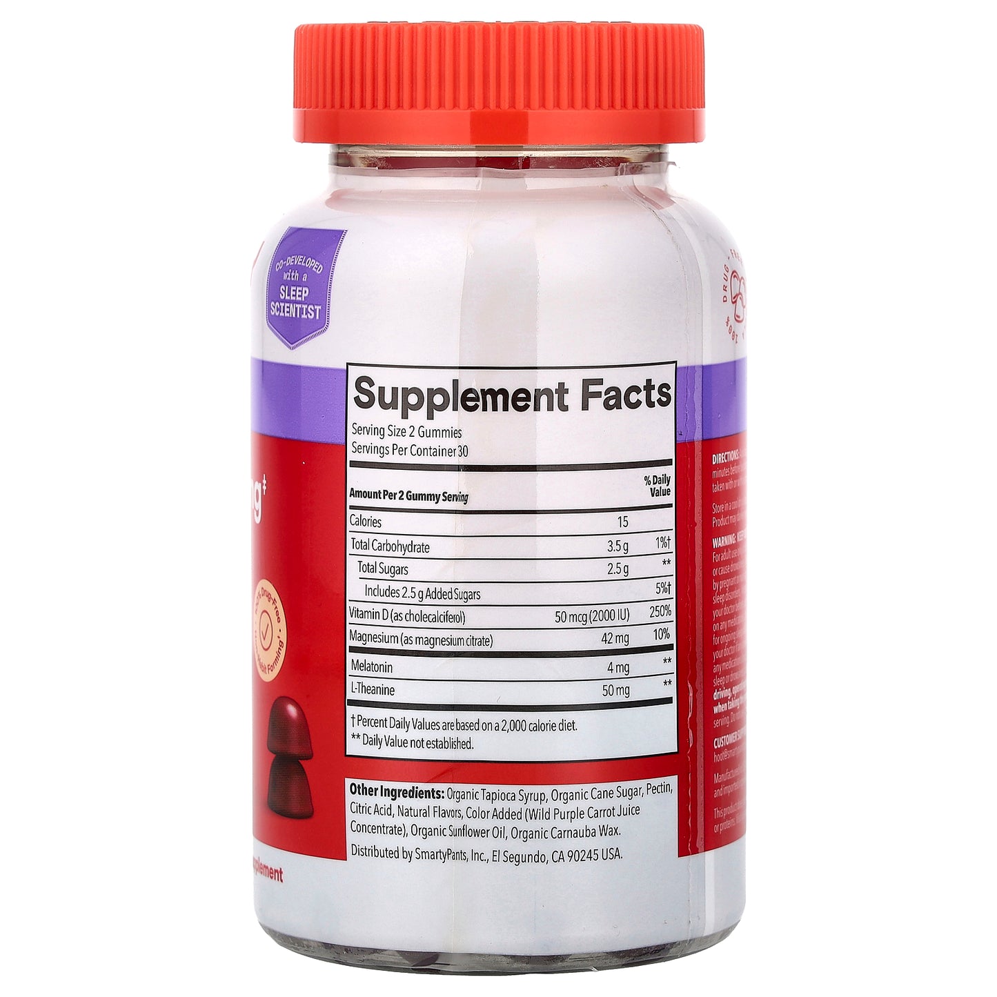 SmartyPants, Sleep, Fast-Acting Sleep Gummies, For Adults Ages 18+, Blueberry Blackberry, 60 Gummies