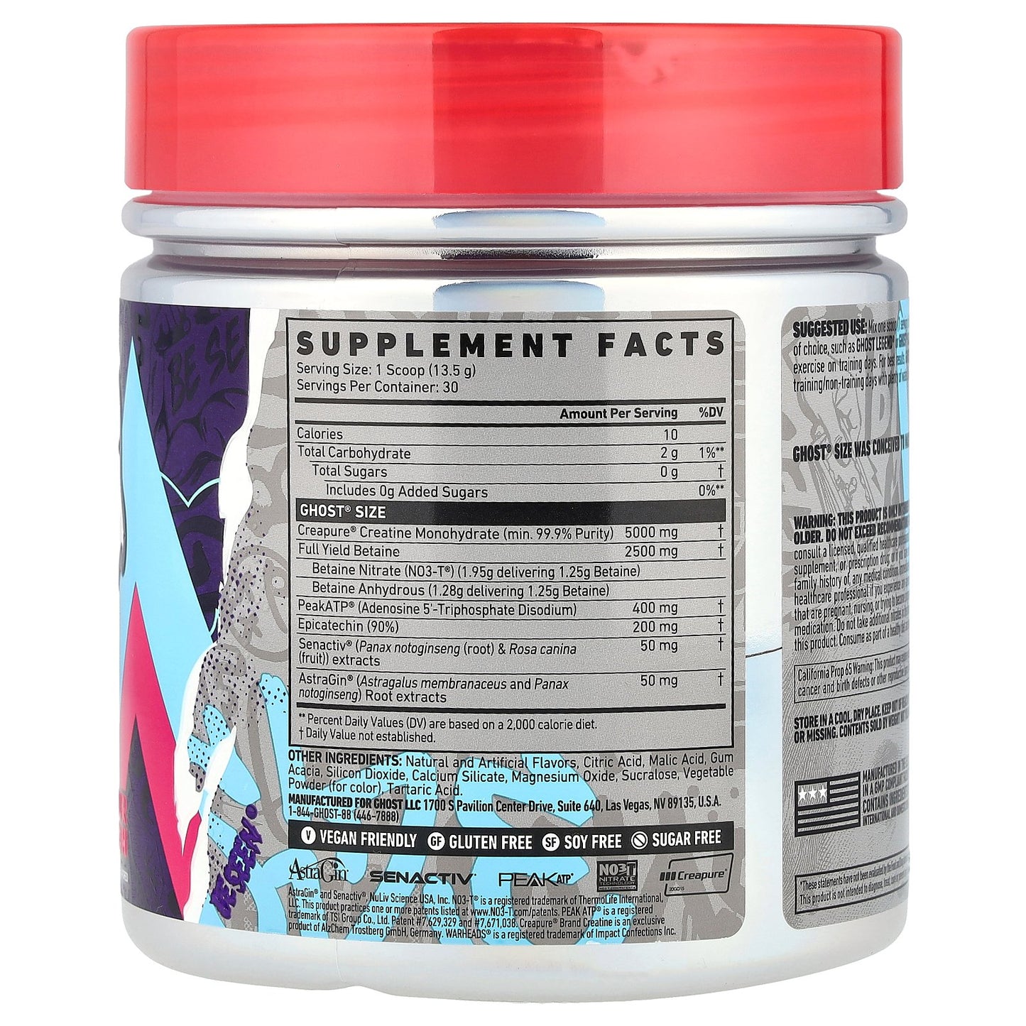 Ghost, Size, Muscle Builder, Warheads® Sour Watermelon, 14.3 oz (405 g)