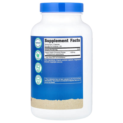 Nutricost, Cinnamon, 240 Capsules (600 mg per Capsule)