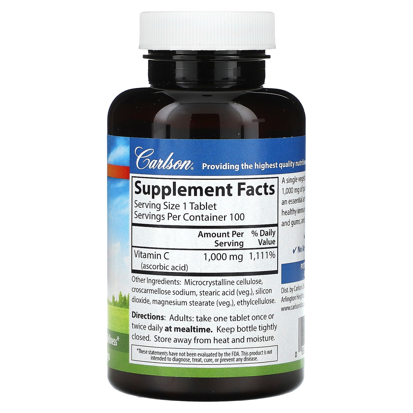 Carlson, Vitamin C, 1,000 mg, 100 Vegetarian Tablets