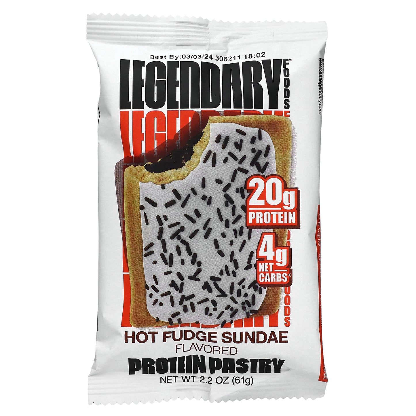 Legendary Foods, Protein Pastry, Hot Fudge Sundae, 10 Pack, 2.2 oz (61 g) Each