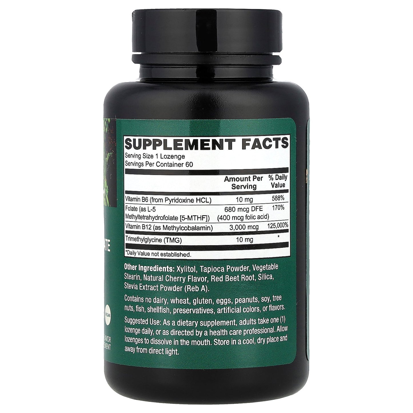 PlantFusion, Vegan Methyl B-12 + Folate, Natural Cherry, 60 Lozenges