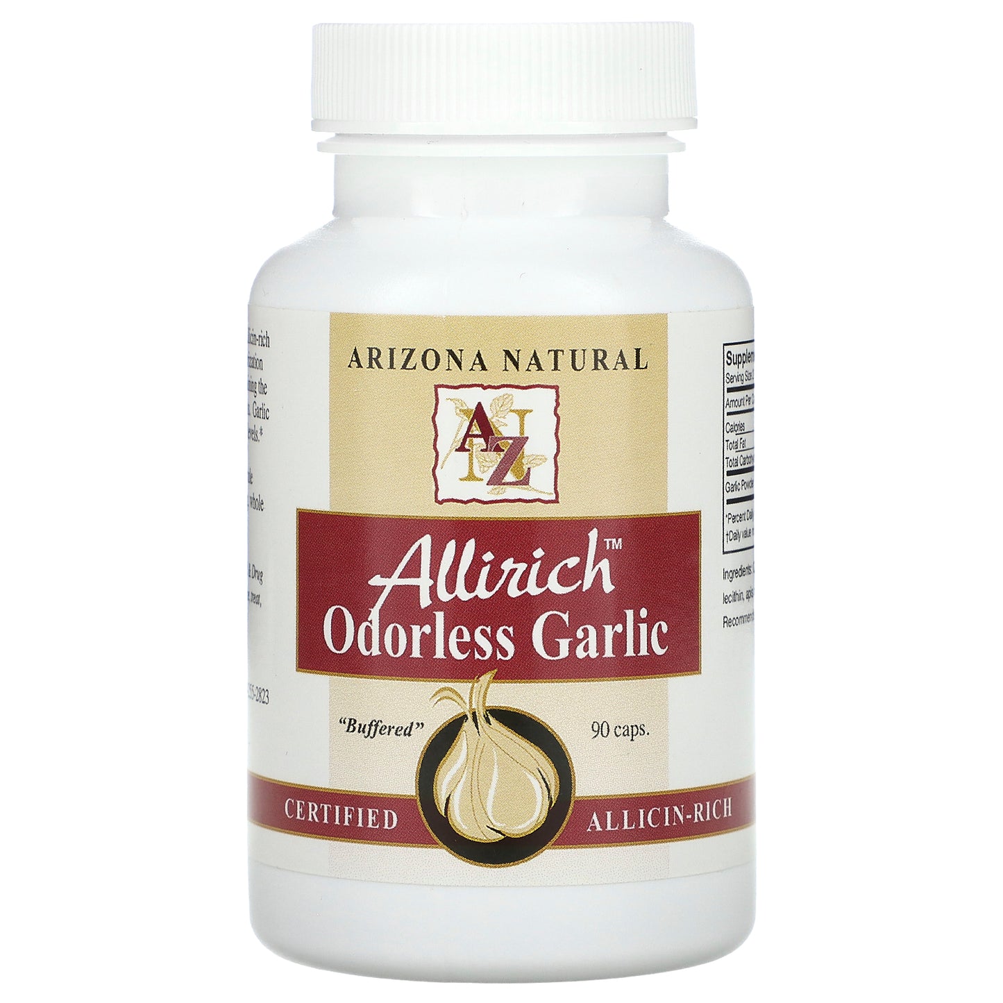 Arizona Natural, Allirich, Odorless Garlic, 90 Caps (85 mg Per Capsule)