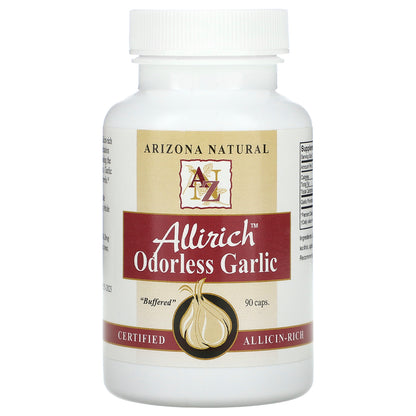 Arizona Natural, Allirich, Odorless Garlic, 90 Caps (85 mg Per Capsule)