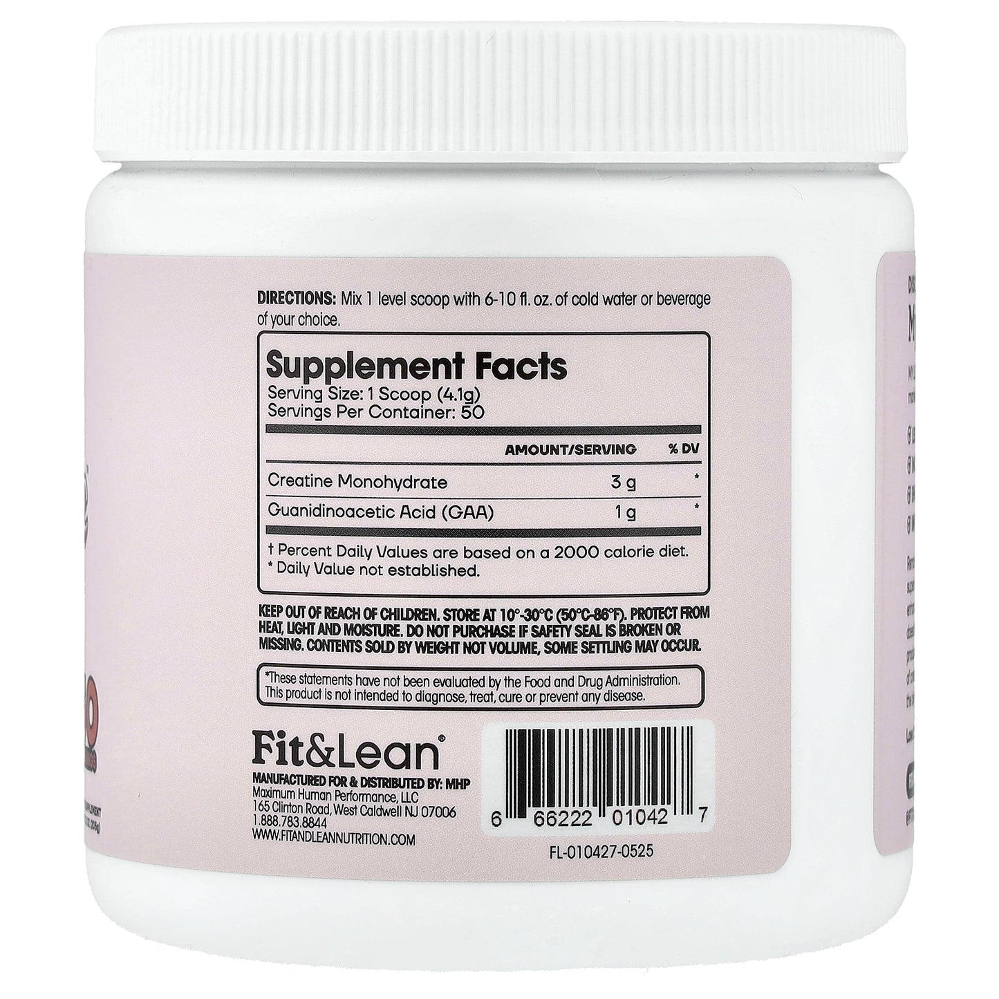 Fit & Lean, My Lean Creatine™, Unflavored, 7.2 oz (205 g)