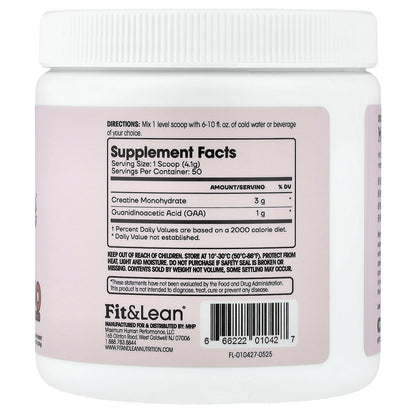 Fit & Lean, My Lean Creatine™, Unflavored, 7.2 oz (205 g)