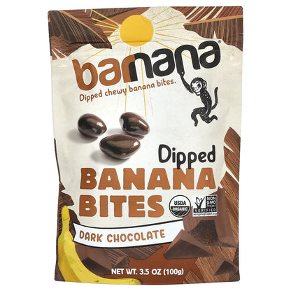 Barnana, Dipped Chewy Banana Bites, Dark Chocolate, 3.5 oz (100 g)