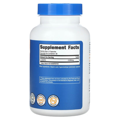 Nutricost, L-Leucine, 120 Capsules (500 mg per Capsule)