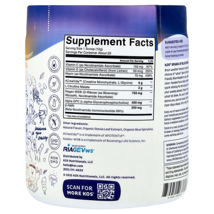 KOS, Spark of Blue Genius, Blue Raspberry, 8.21 oz (232.8 g)