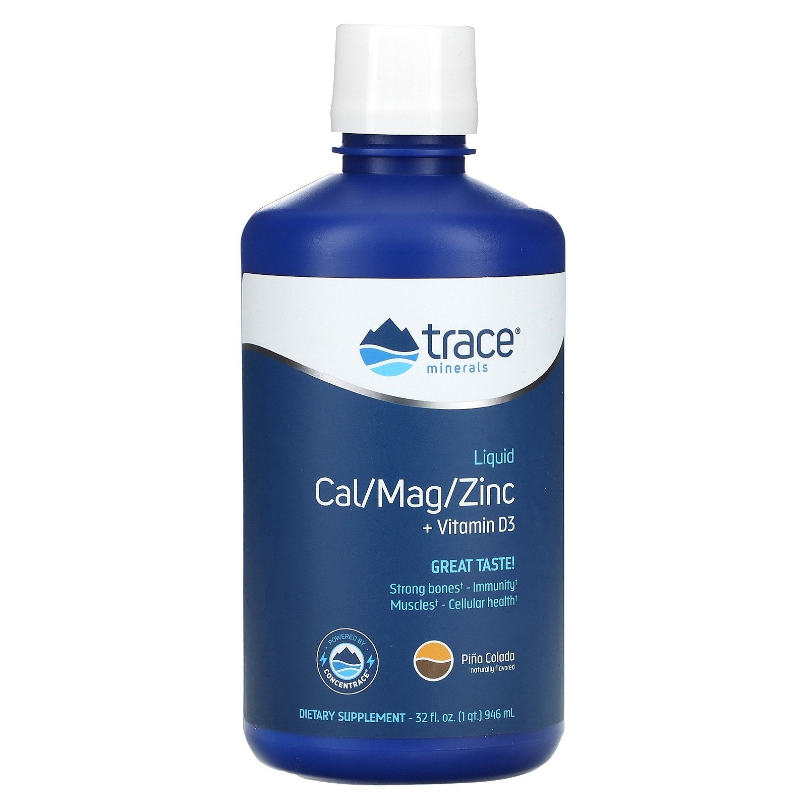 Trace, Liquid Cal/Mag/Zinc + Vitamin D3, Piña Colada, 32 fl oz (946 ml)