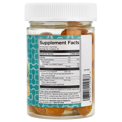 Swanson, Turmeric With Ginger Gummies, Tropical Lemon, 60 Gummies