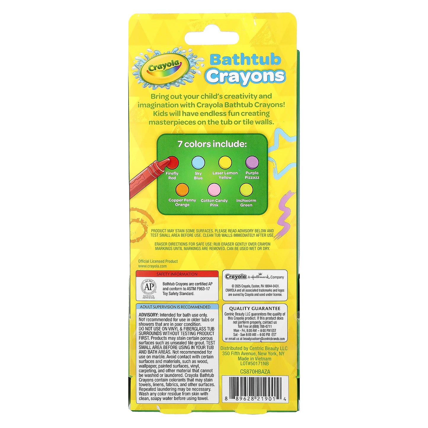 Crayola, Bathtub Crayons, Ages 3+, 8 Piece Set