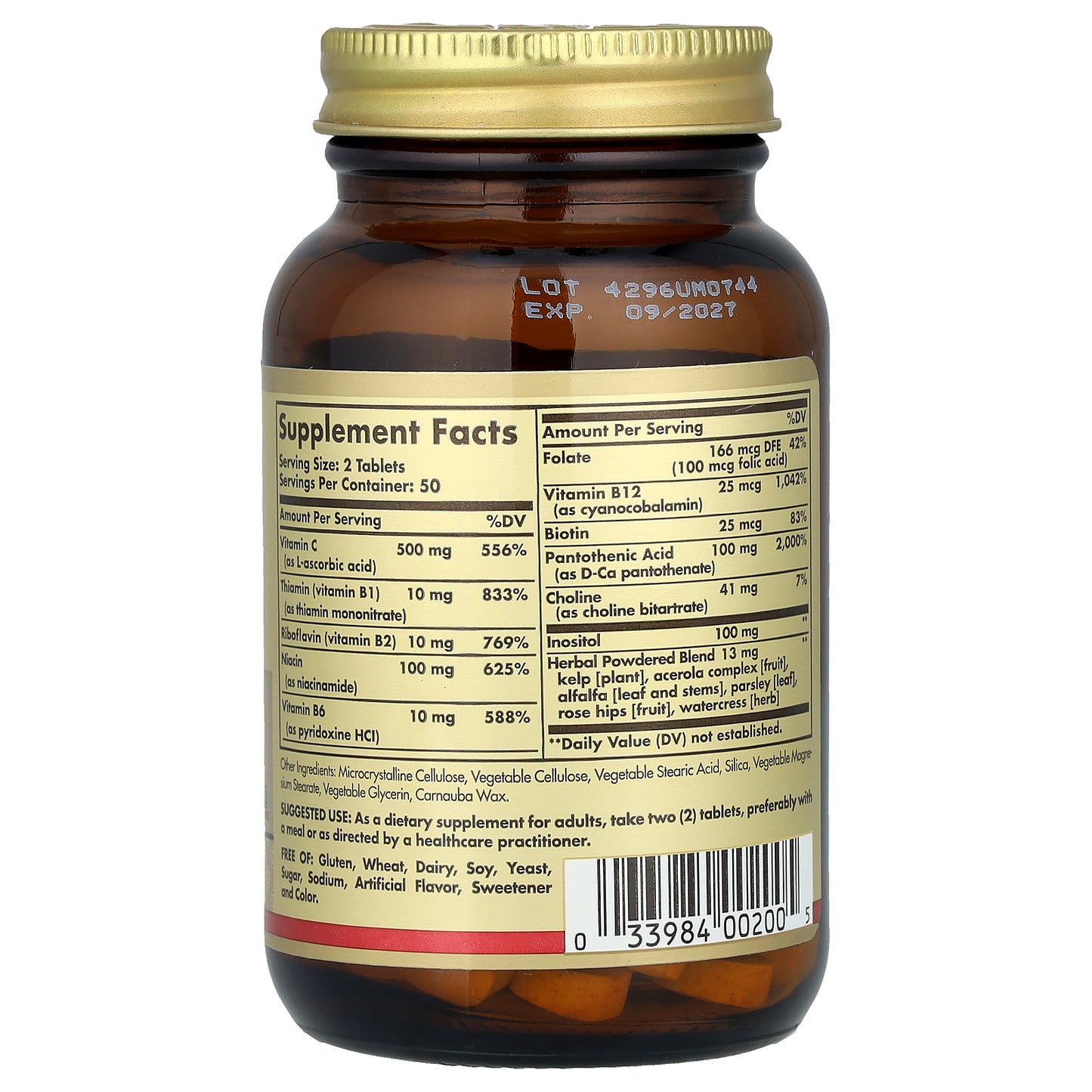 Solgar, B-Complex with Vitamin C Stress Formula, 100 Tablets