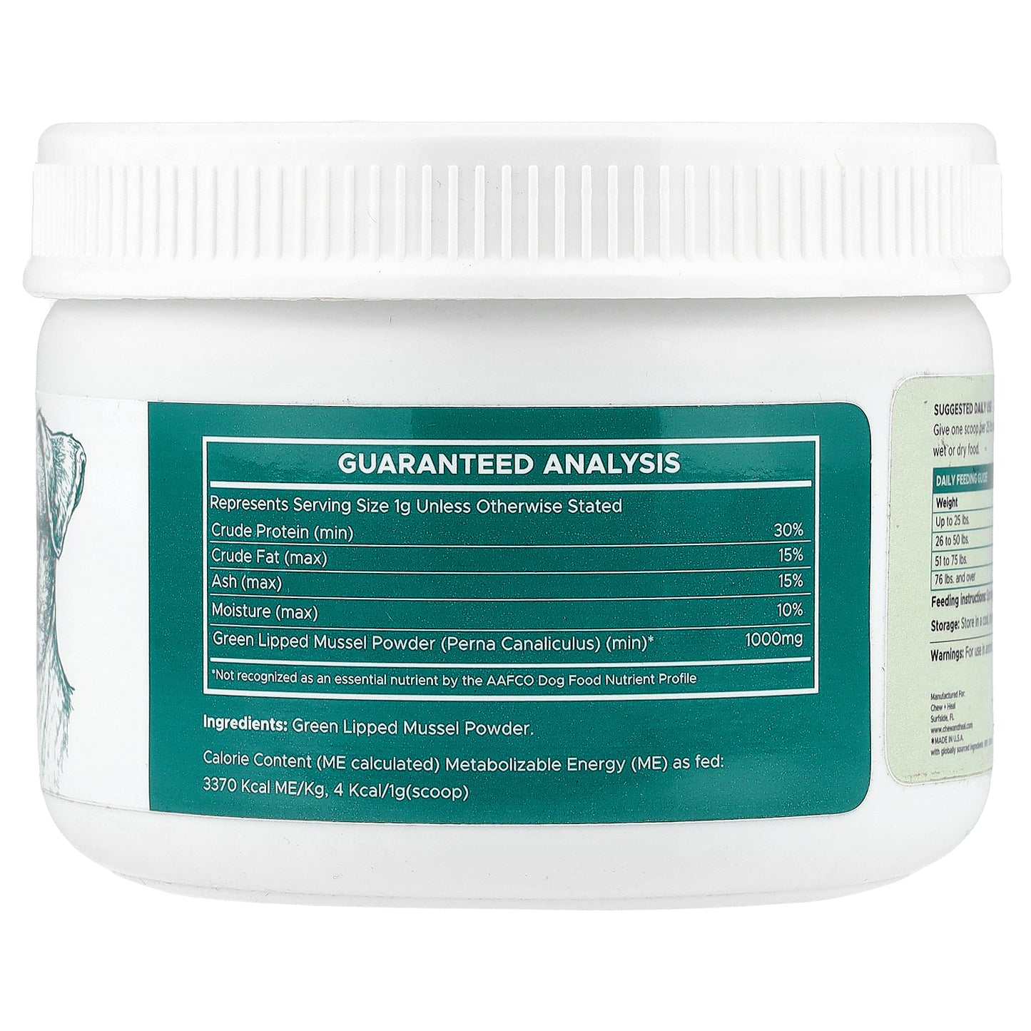 Chew + Heal, Green Lipped Mussel Powder, For Dogs, 6 oz (170 g)