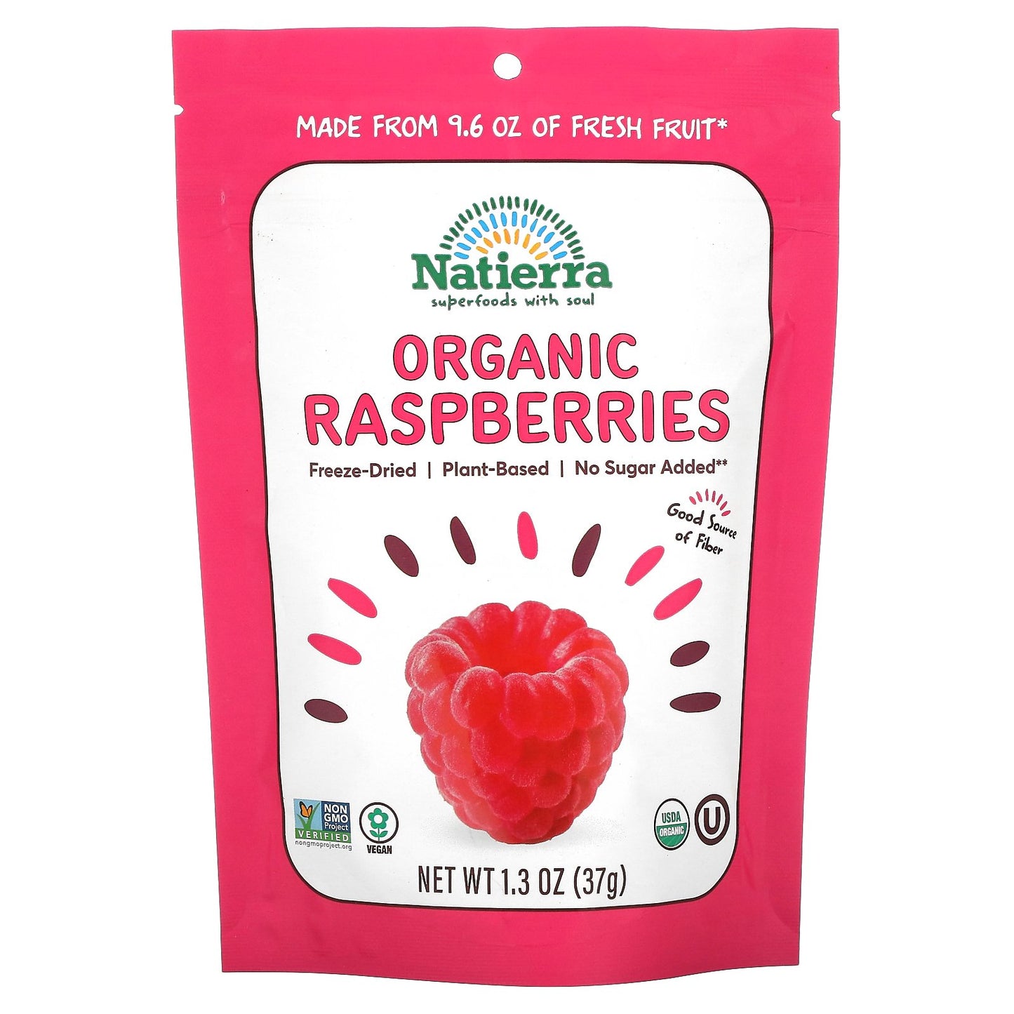 Natierra, Organic Freeze-Dried Raspberries, 1.3 oz (37 g)