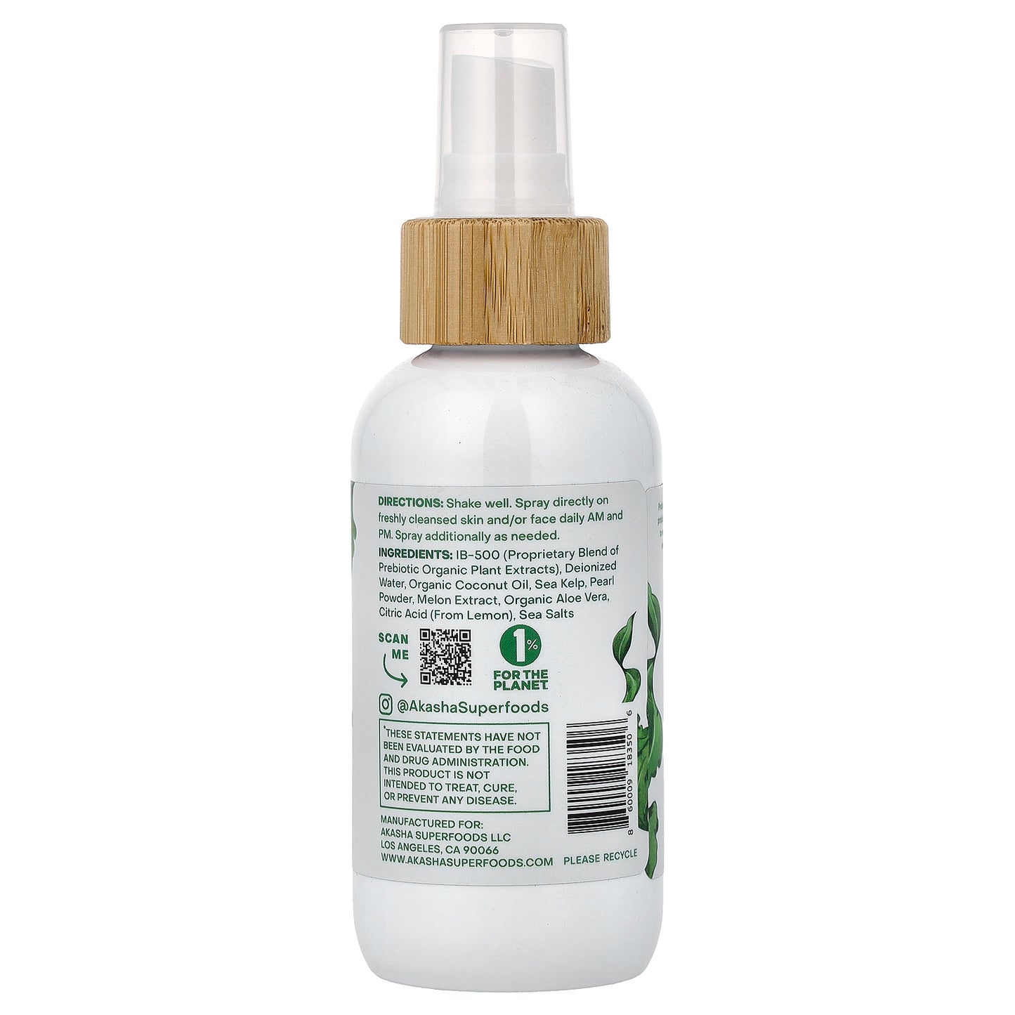 Akasha Superfoods, Natural Skin Repair Mist, For Acne Prone Skin, Ocean Algae, 3.4 oz (111 ml)