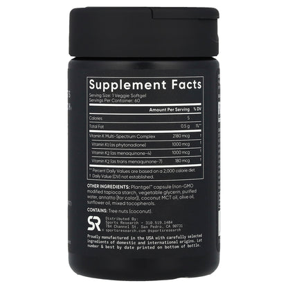 Sports Research, Vitamin K, Multi-Spectrum, 60 Veggie Softgels