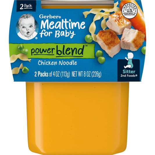 Gerber, Mealtime for Baby, Power Blend, 2nd Foods, Chicken Noodle, 2 Pack, 4 oz (113 g) Each