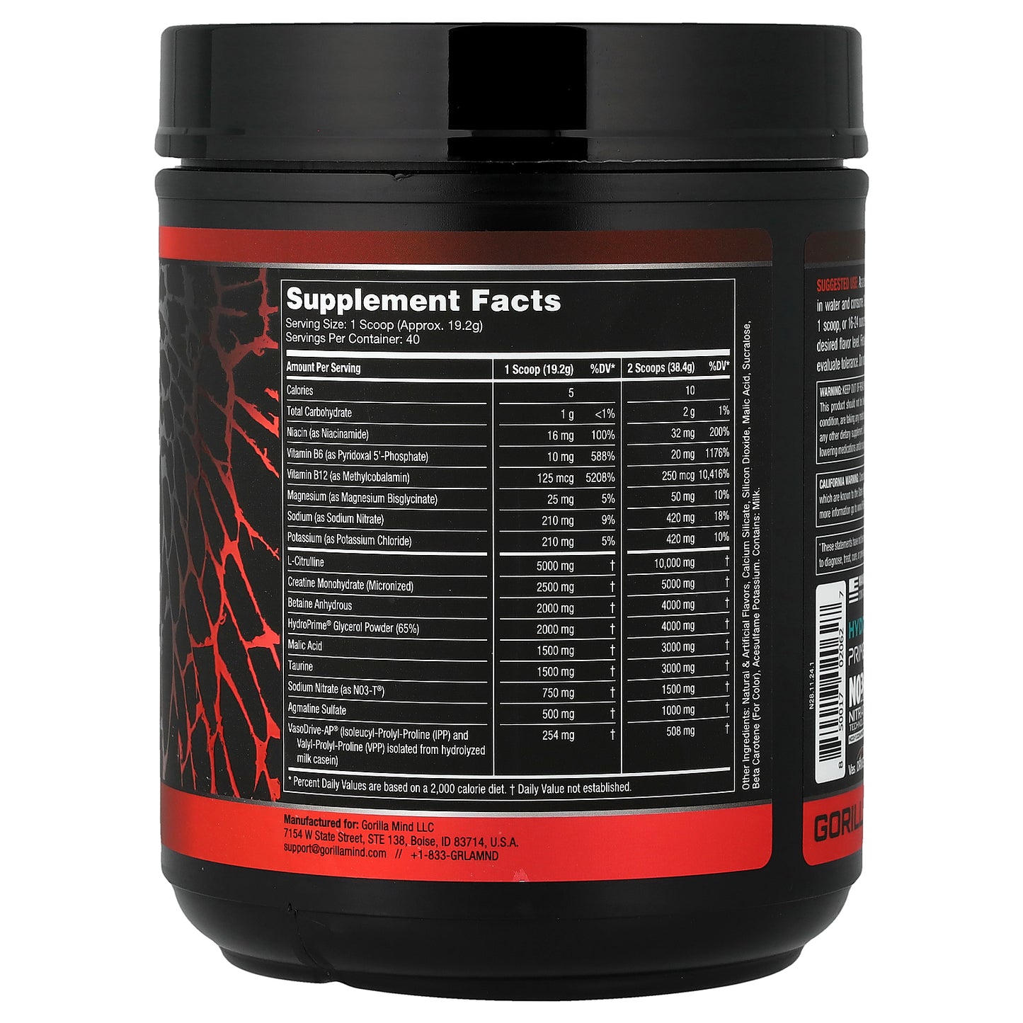 Gorilla Mind, Mode Nitric®, Stimulant Free Pre-Workout Formula, Volcano Burst, 1.69 lb (768 g)