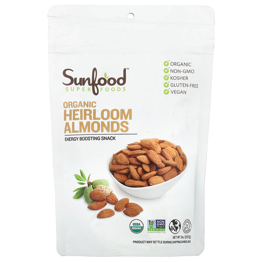 Sunfood, Organic Heirloom Almonds, 8 oz (227 g)